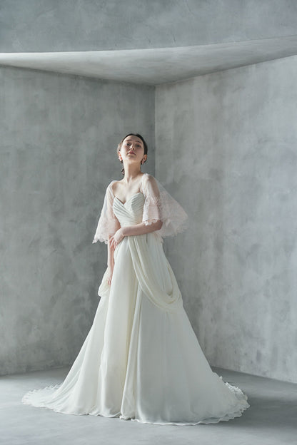 クリツィア Krizia【ウエディングドレス レンタル】Aライン オーガンジー シンプルドレス 【結婚式】