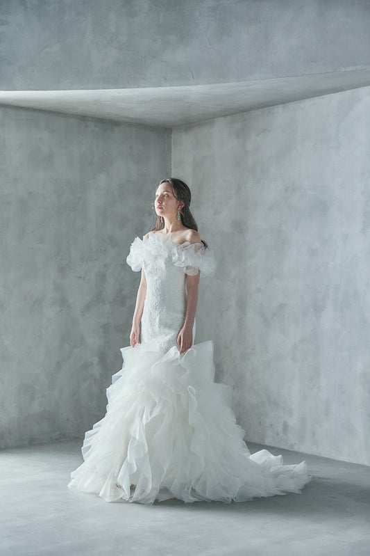 Gabriella ガブリエラ【ウエディングドレス レンタル】マーメイド レース オフショルダー 2way 【結婚式】