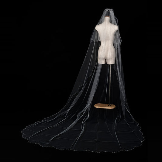 【SALE】ブライダルアクセサリー【ウエディングベール 】V3011-1(Lサイズ0.6+3Ｍ)W