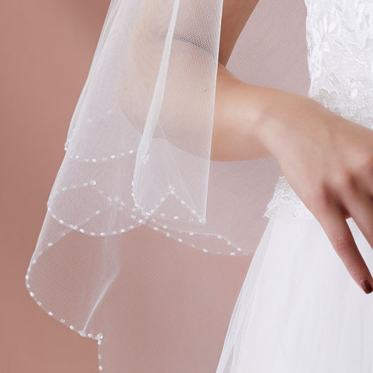 【SALE】ブライダルアクセサリー【ウエディングベール 】V3012-1(Sサイズ0.6+1Ｍ)W