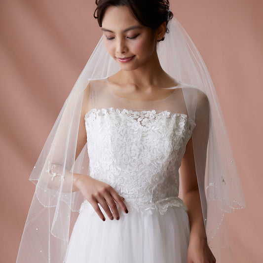 【SALE】ブライダルアクセサリー【ウエディングベール 】V3016-1(Sサイズ0.6+1Ｍ)W