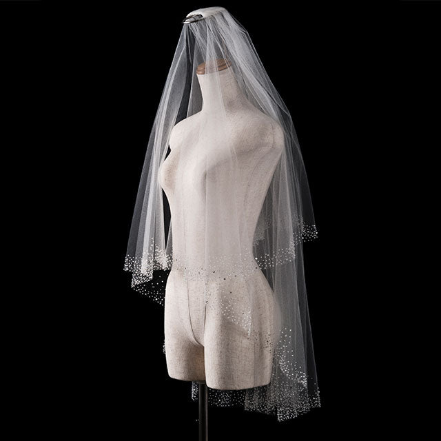 【SALE】ブライダルアクセサリー【ウエディングベール 】V3034-1(Sサイズ0.6+1Ｍ)W