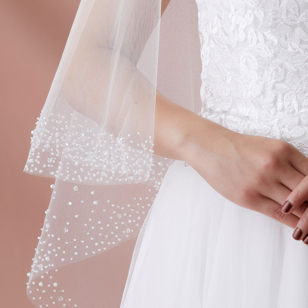 【SALE】ブライダルアクセサリー【ウエディングベール 】V3034-1(Sサイズ0.6+1Ｍ)W