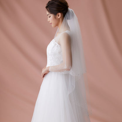 【SALE】ブライダルアクセサリー【ウエディングベール 】V3034-1(Sサイズ0.6+1Ｍ)W