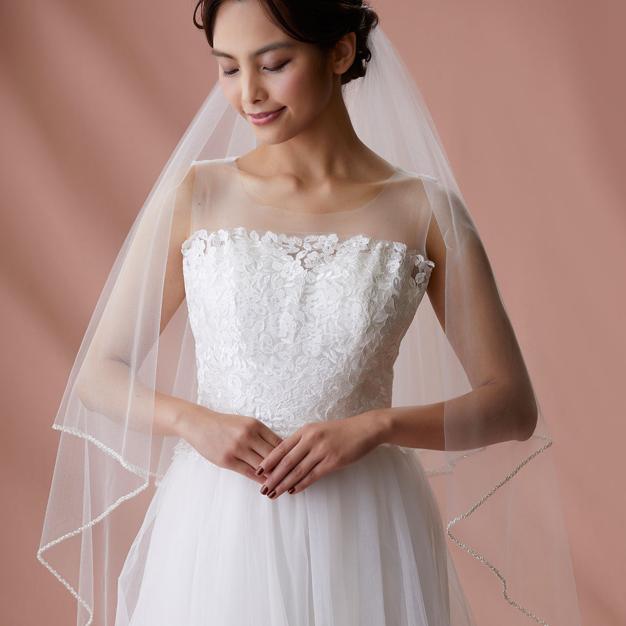 【SALE】ブライダルアクセサリー【ウエディングベール 】V3036-1(Sサイズ0.6+1Ｍ)W