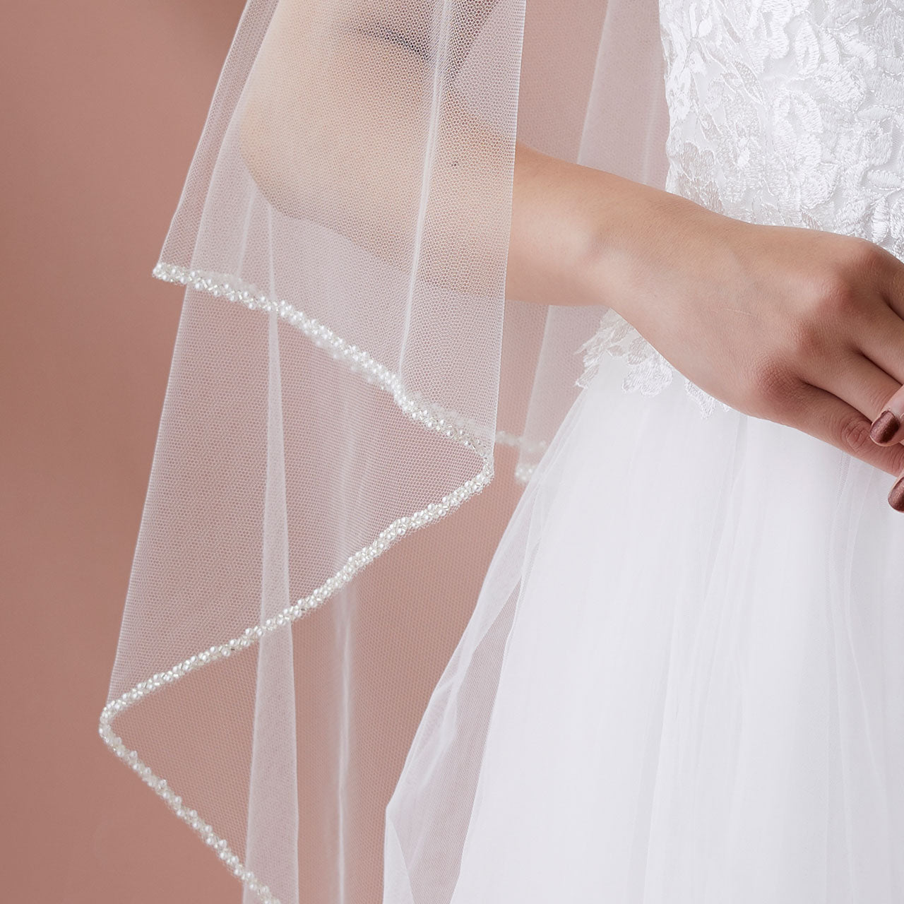 【SALE】ブライダルアクセサリー【ウエディングベール 】V3036-1(Sサイズ0.6+1Ｍ)W