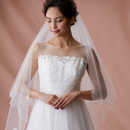 【SALE】ブライダルアクセサリー【ウエディングベール 】V3058-1(Sサイズ0.6+1Ｍ)W