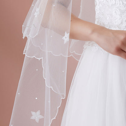 【SALE】ブライダルアクセサリー【ウエディングベール 】V3058-1(Sサイズ0.6+1Ｍ)W
