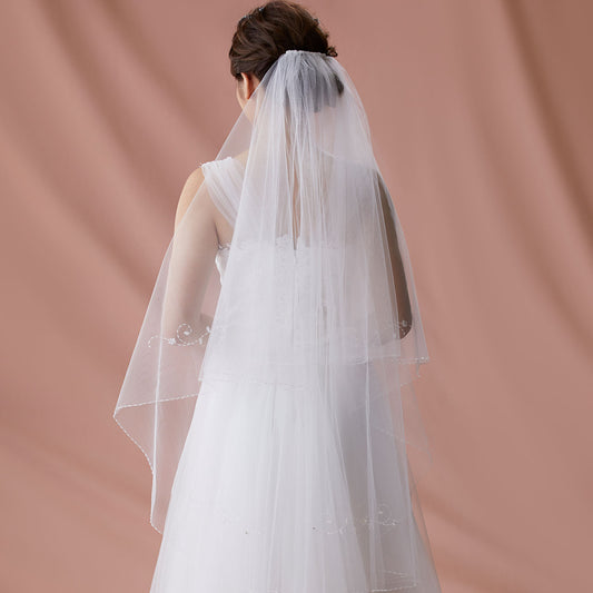 【SALE】ブライダルアクセサリー【ウエディングベール 】V3090-1(Sサイズ0.6+1Ｍ)W