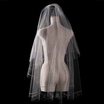 【SALE】ブライダルアクセサリー【ウエディングベール 】V3108-1(Sサイズ0.6+1Ｍ)W