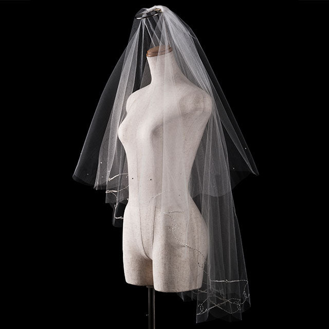 【SALE】ブライダルアクセサリー【ウエディングベール 】V3108-1(Sサイズ0.6+1Ｍ)W