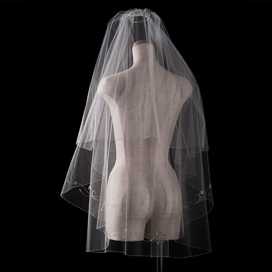 【SALE】ブライダルアクセサリー【ウエディングベール 】V3182-1(Sサイズ0.6+1Ｍ)W