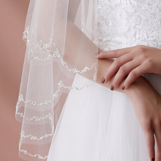 【SALE】ブライダルアクセサリー【ウエディングベール 】V3282-1(Sサイズ0.6+1Ｍ)OW