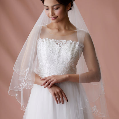 【SALE】ブライダルアクセサリー【ウエディングベール 】V3288-1(Sサイズ0.6+1Ｍ)IV