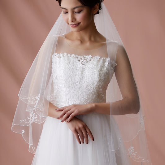 【SALE】ブライダルアクセサリー【ウエディングベール 】V3288-1(Sサイズ0.6+1Ｍ)IV