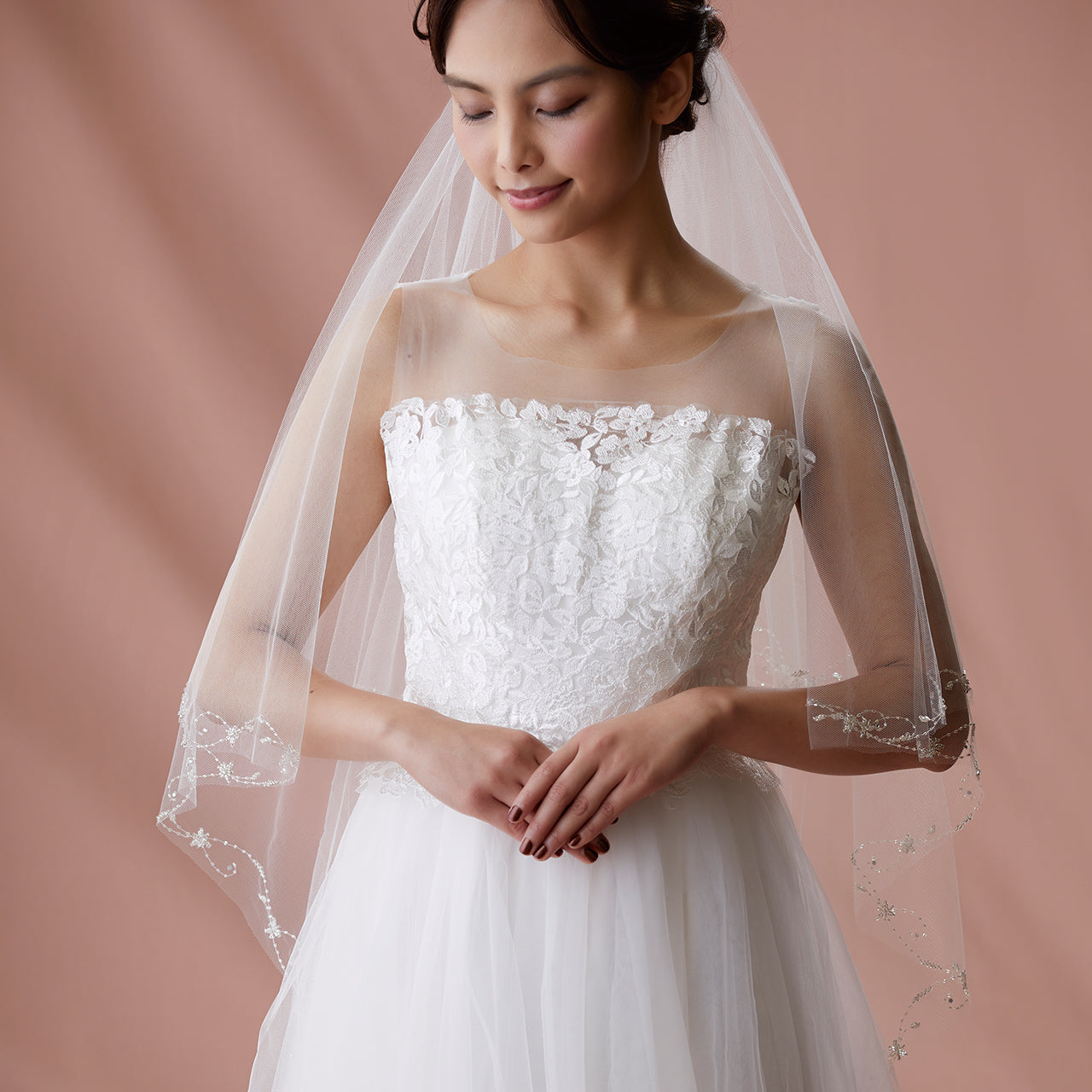 【SALE】ブライダルアクセサリー【ウエディングベール 】V3304-1(Sサイズ0.6+1Ｍ)IV