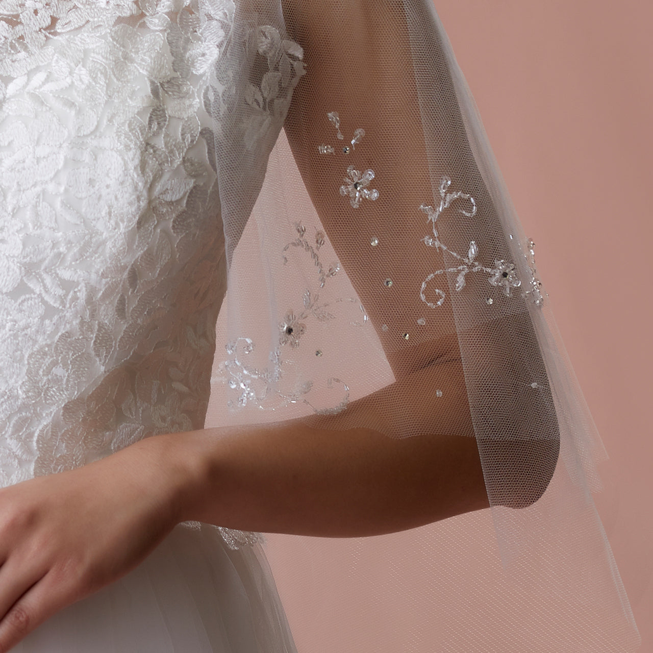 【SALE】ブライダルアクセサリー【ウエディングベール 】V3312-1(Sサイズ0.6+1Ｍ)IV