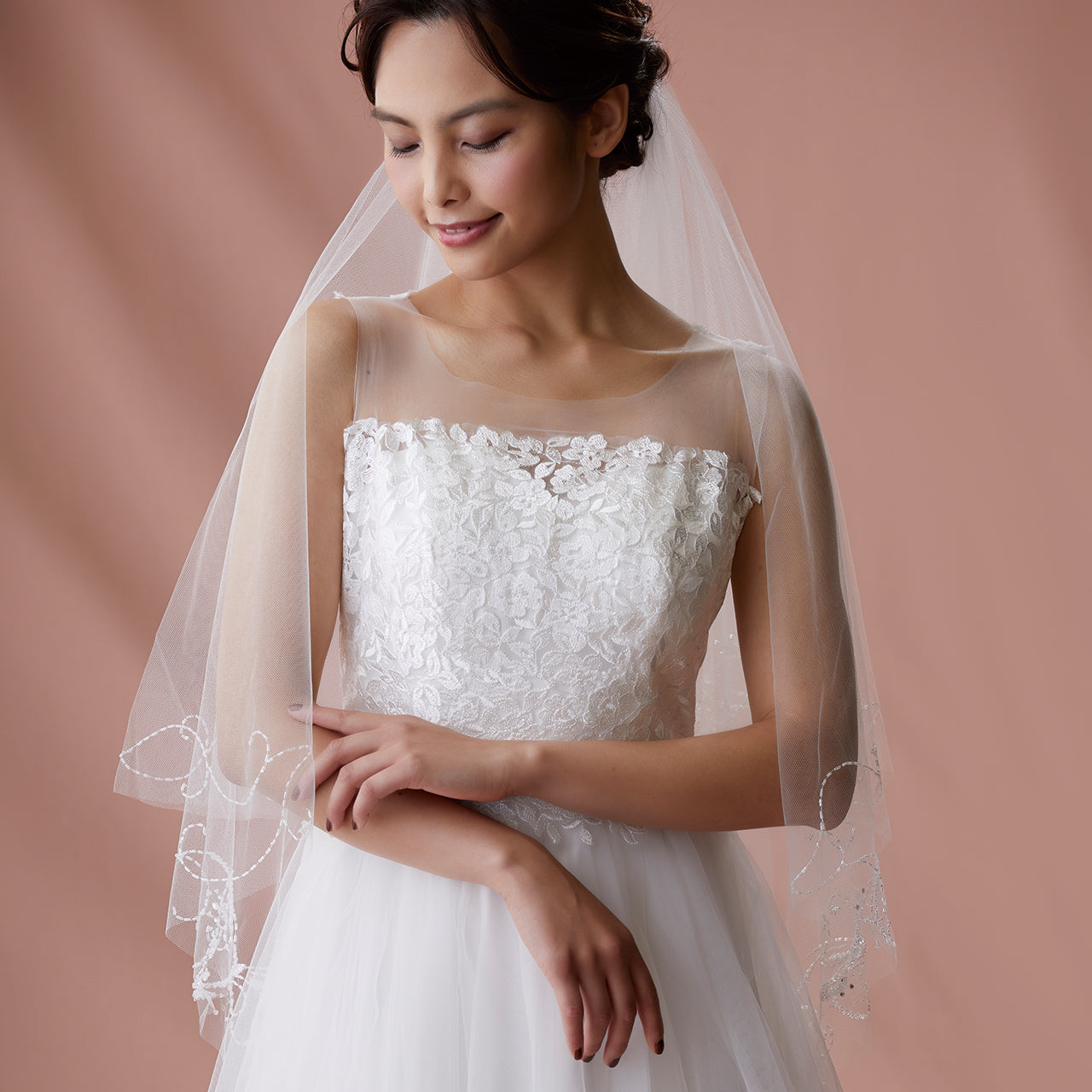 【SALE】ブライダルアクセサリー【ウエディングベール 】V3314-1(Sサイズ0.6+1Ｍ)OW