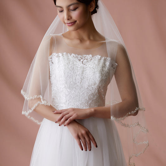 【SALE】ブライダルアクセサリー【ウエディングベール 】V3316-1(Sサイズ0.6+1Ｍ)IV