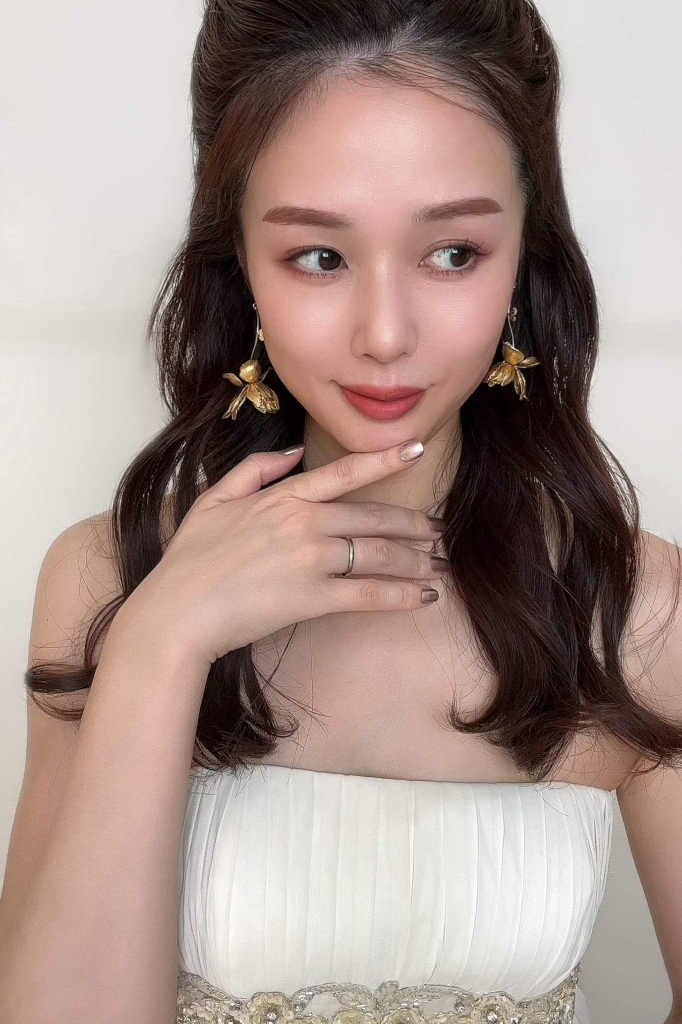 【ピアス・イヤリング】真鍮フラワー×バタフライピアス/イヤリング -ブライダルピアス/イヤリング-≪VIP-05/VIE-05≫【結婚式 ピアス イヤリング】