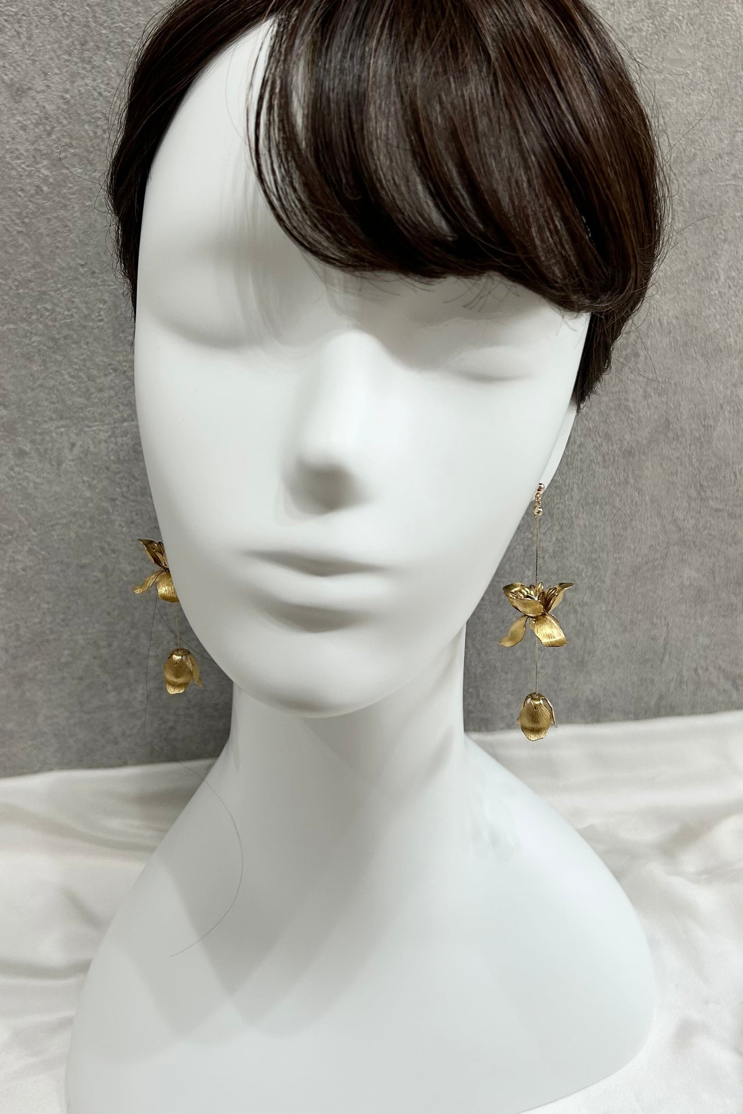 セミオーダー【ピアス・イヤリング】真鍮フラワー×淡水パールピアス/イヤリング -ブライダルピアス/イヤリング-≪VIP-06/VIE-06≫【結婚式 ピアス イヤリング】