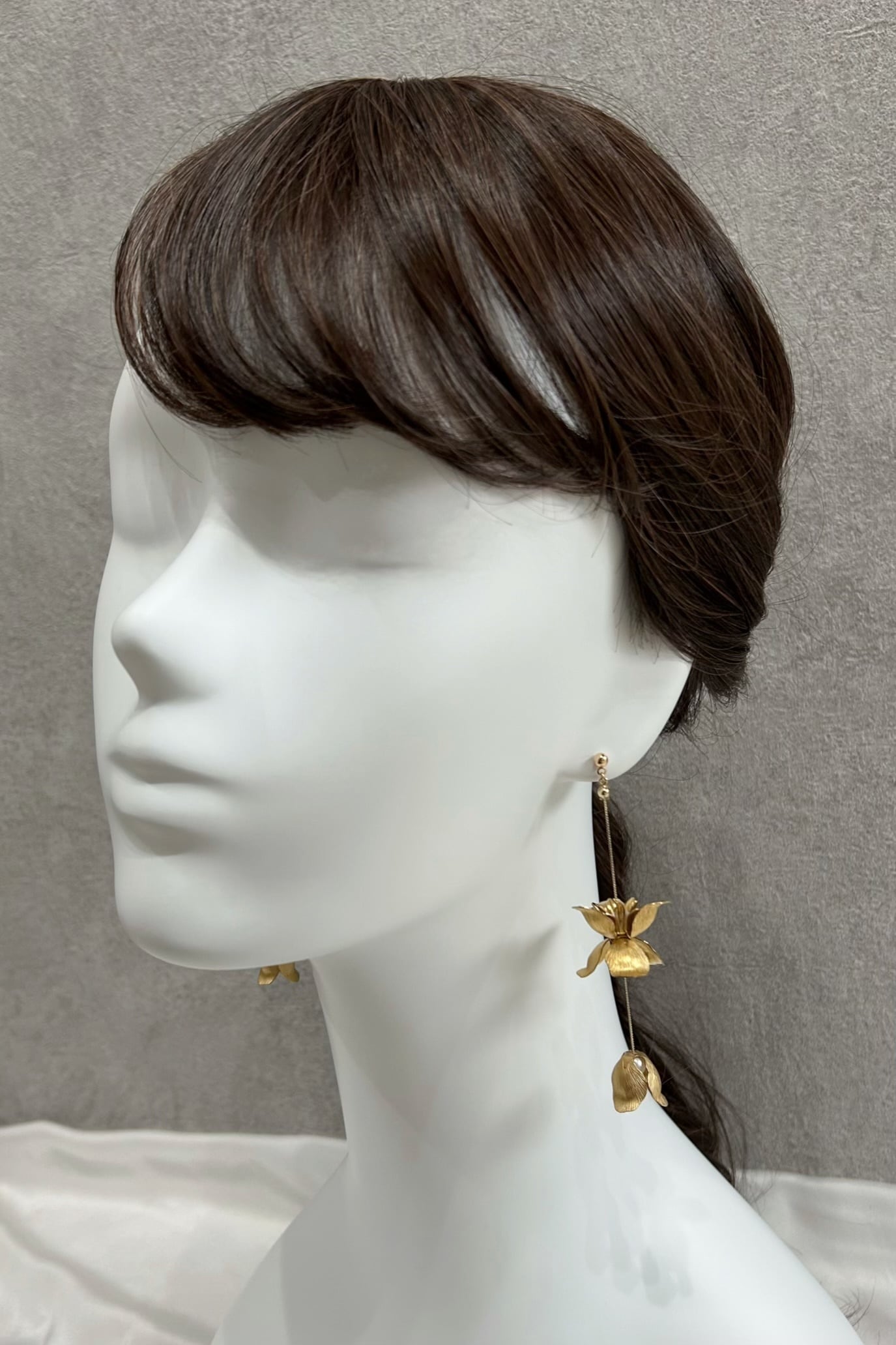 セミオーダー【ピアス・イヤリング】真鍮フラワー×淡水パールピアス/イヤリング -ブライダルピアス/イヤリング-≪VIP-06/VIE-06≫【結婚式 ピアス イヤリング】