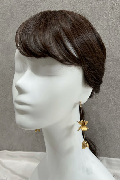 セミオーダー【ピアス・イヤリング】真鍮フラワー×淡水パールピアス/イヤリング -ブライダルピアス/イヤリング-≪VIP-06/VIE-06≫【結婚式 ピアス イヤリング】