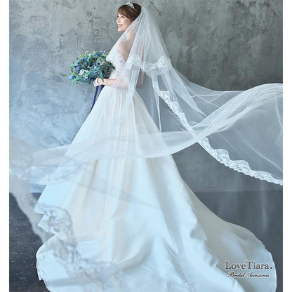 ロングベール【クラシック】300cm【結婚式 ベール】（VL-05）