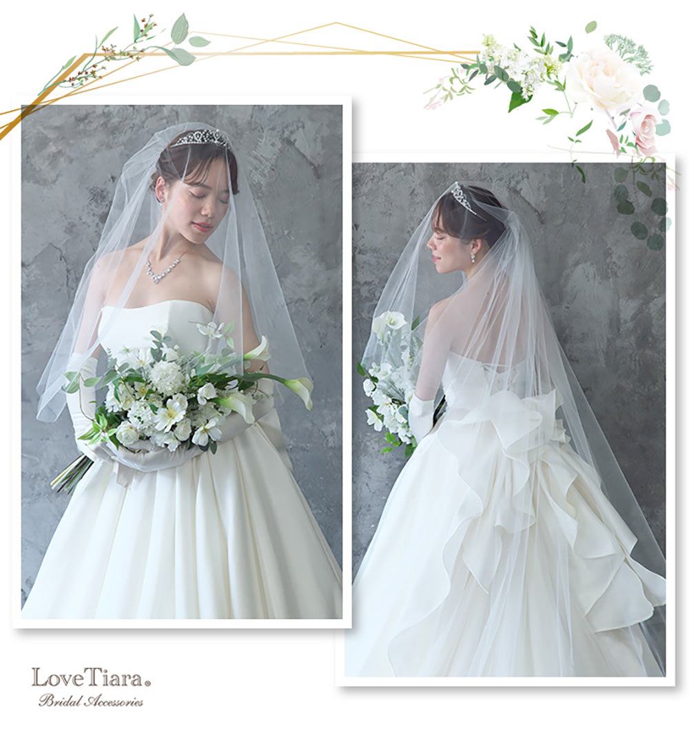 ロングベール(フロントミディアムタイプ)【結婚式 ベール】（VLM-01）