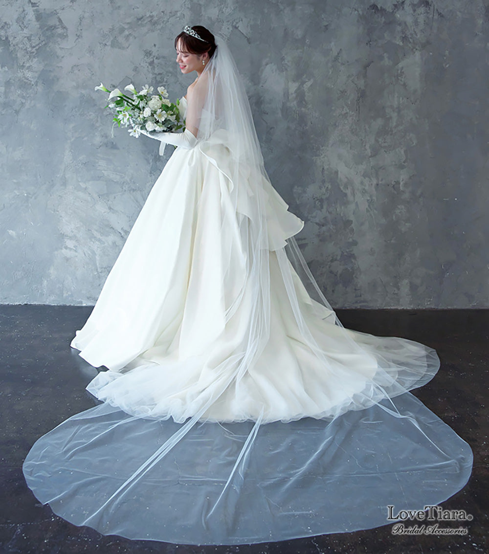 ロングベール(フロントミディアムタイプ)【結婚式 ベール】（VLM-01）