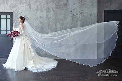 ロングベール【メロウ】(フロントミディアムタイプ)【結婚式 ベール】（VLM-02）