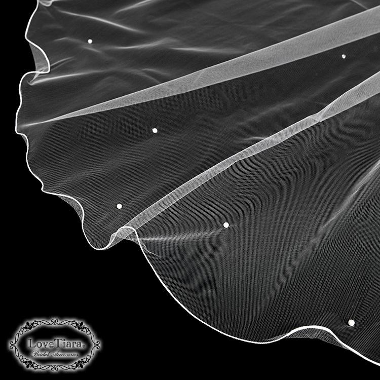 ロングベール【メロウパール&ビーズ】(フロントミディアムタイプ)【結婚式 ベール】（VLM-16）