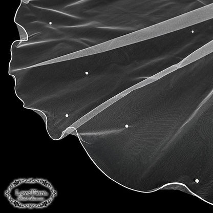 ロングベール【メロウパール&ビーズ】(フロントミディアムタイプ)【結婚式 ベール】（VLM-16）