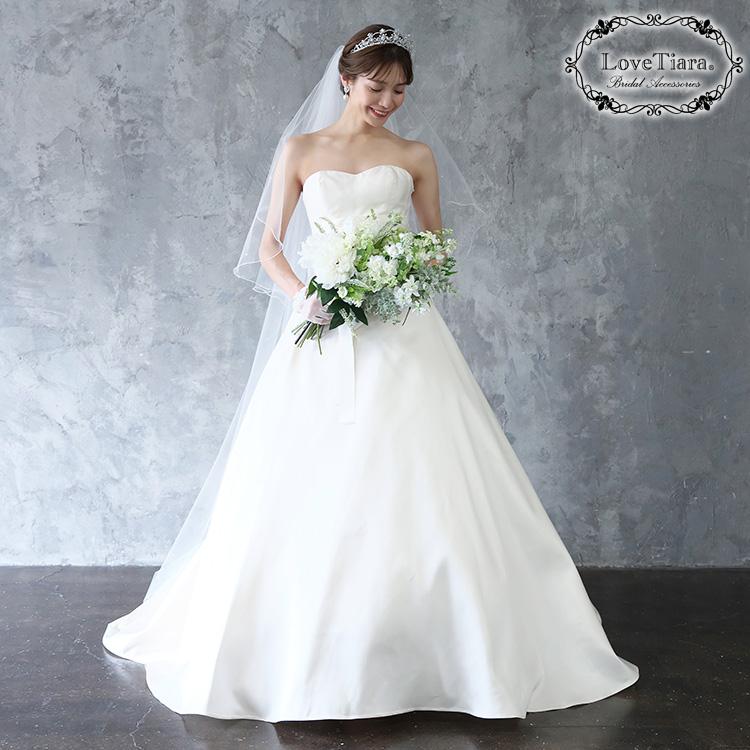 ロングベール【メロウパール&ビーズ】(フロントミディアムタイプ)【結婚式 ベール】（VLM-16）