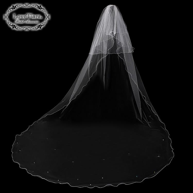 ロングベール【メロウビーズ】(フロントミディアムタイプ)【結婚式 ベール】（VLM-17）