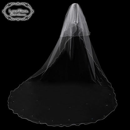 ロングベール【メロウビーズ】(フロントミディアムタイプ)【結婚式 ベール】（VLM-17）