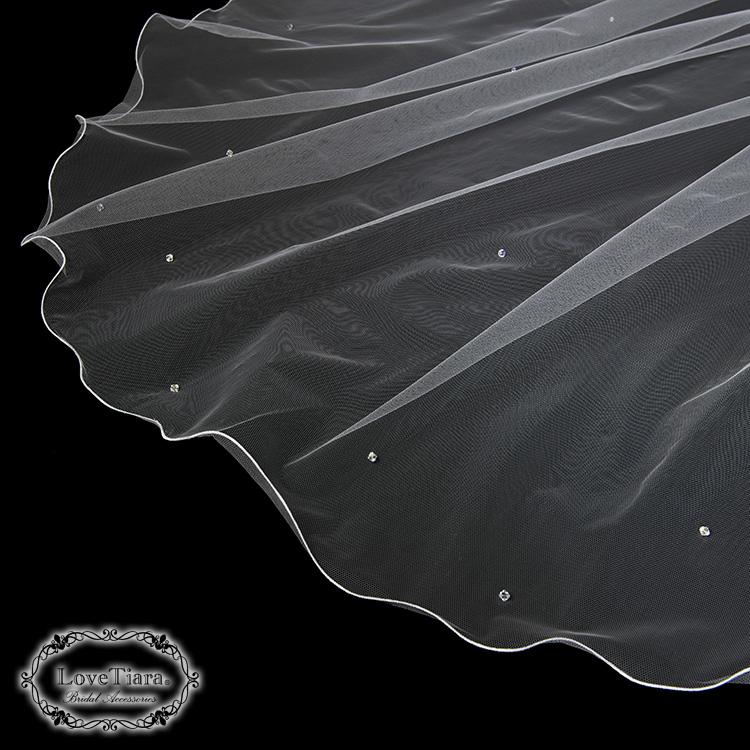 ロングベール【メロウビーズ】(フロントミディアムタイプ)【結婚式 ベール】（VLM-17）