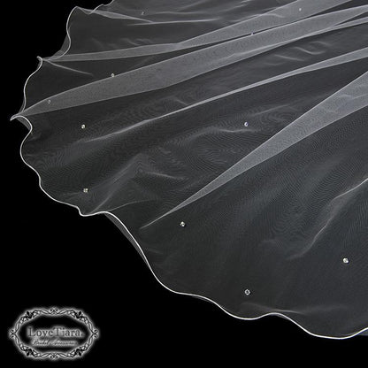 ロングベール【メロウビーズ】(フロントミディアムタイプ)【結婚式 ベール】（VLM-17）