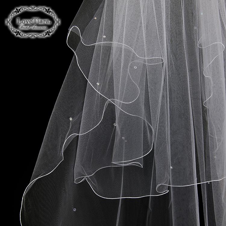 ロングベール【メロウビーズ】(フロントミディアムタイプ)【結婚式 ベール】（VLM-17）