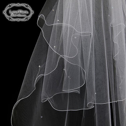 ロングベール【メロウビーズ】(フロントミディアムタイプ)【結婚式 ベール】（VLM-17）