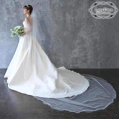 ロングベール【メロウビーズ】(フロントミディアムタイプ)【結婚式 ベール】（VLM-17）