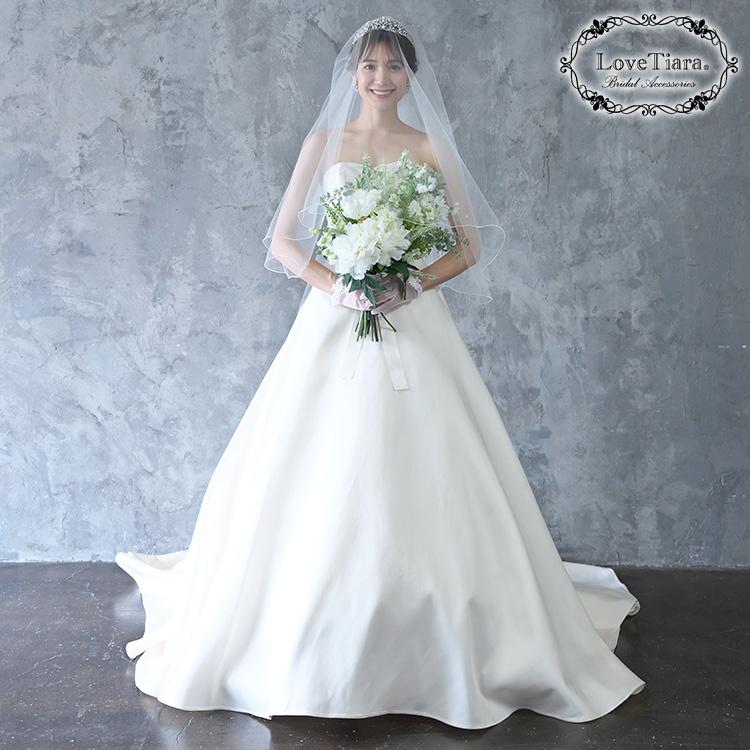 ロングベール【メロウビーズ】(フロントミディアムタイプ)【結婚式 ベール】（VLM-17）