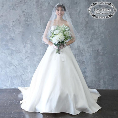 ロングベール【メロウビーズ】(フロントミディアムタイプ)【結婚式 ベール】（VLM-17）