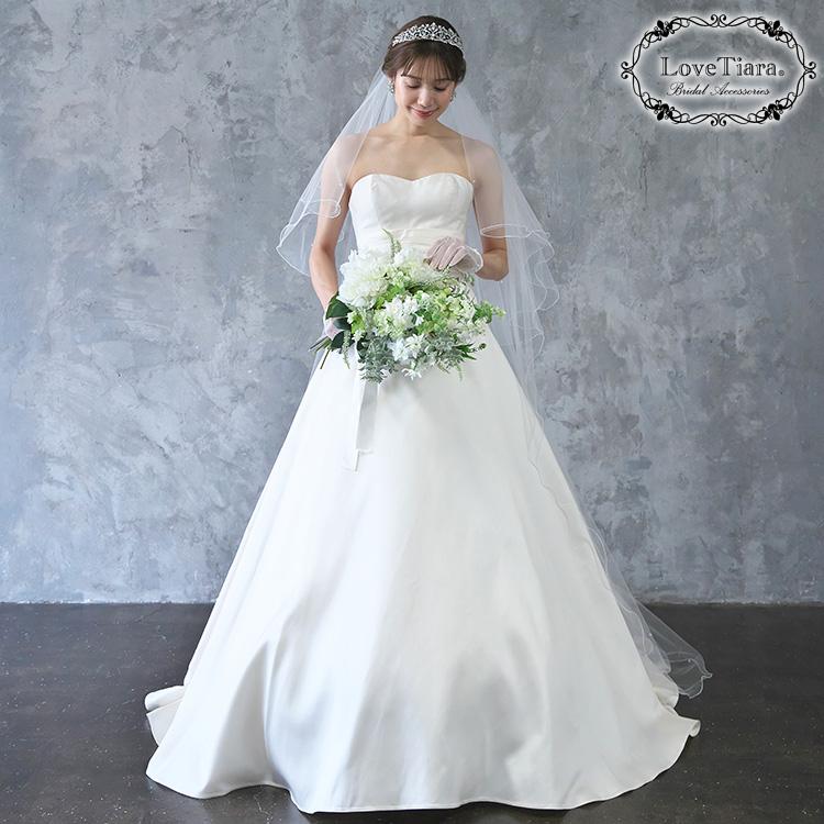 ロングベール【メロウビーズ】(フロントミディアムタイプ)【結婚式 ベール】（VLM-17）