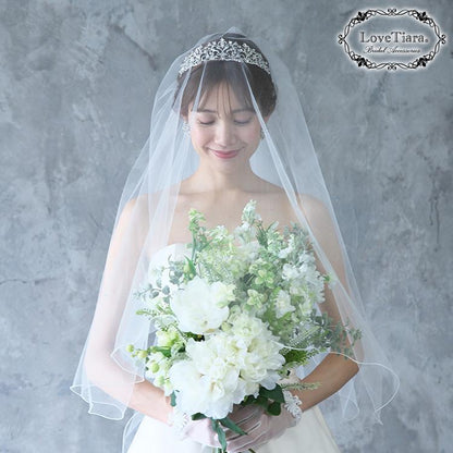 ロングベール【メロウビーズ】(フロントミディアムタイプ)【結婚式 ベール】（VLM-17）