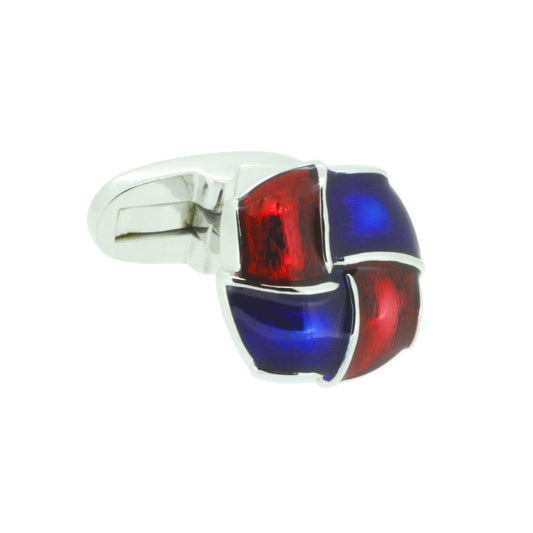 【ブルー&レッド透かしエポ】日本製カフリンクス 【結婚式 カフス タイピン 小物】