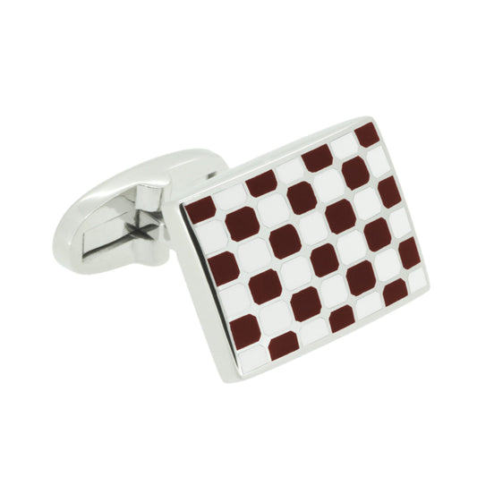 【エンジ&ホワイトエポ】日本製カフリンクス 【結婚式 カフス タイピン 小物】