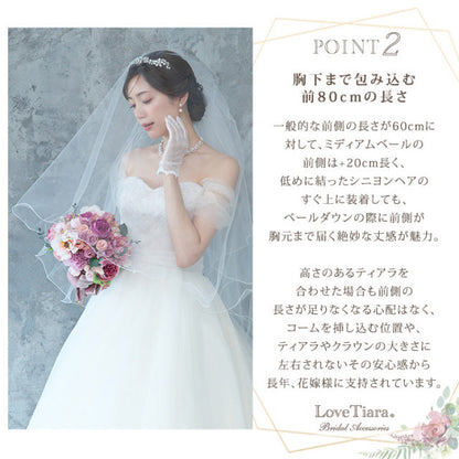 ミディアムベール【メロウ】 【結婚式 ベール】（VSM-02）