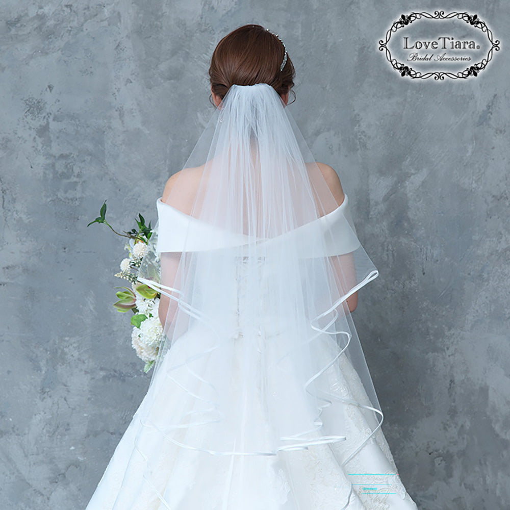 ミディアムベール【サテンパイピング】 【結婚式 ベール】（VSM-03）