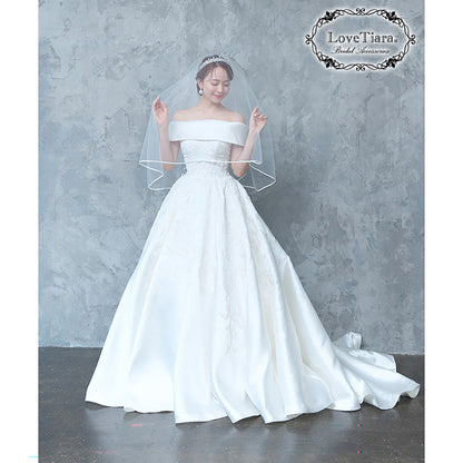 ミディアムベール【サテンパイピング】 【結婚式 ベール】（VSM-03）